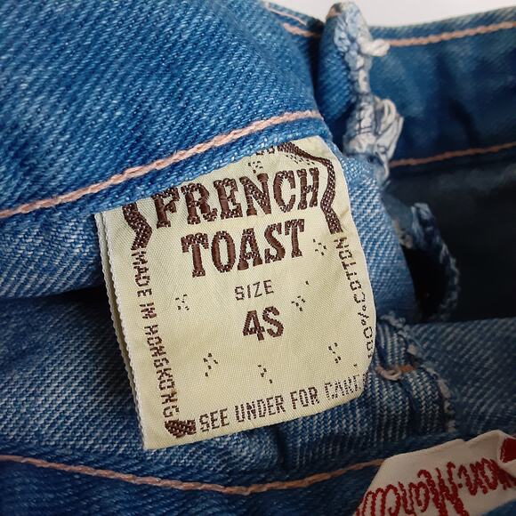 Vintage French Toast Patchwork Denim Belt Loop Stacked Jeans Kids 4S Custom Rare - Picture 6 of 14